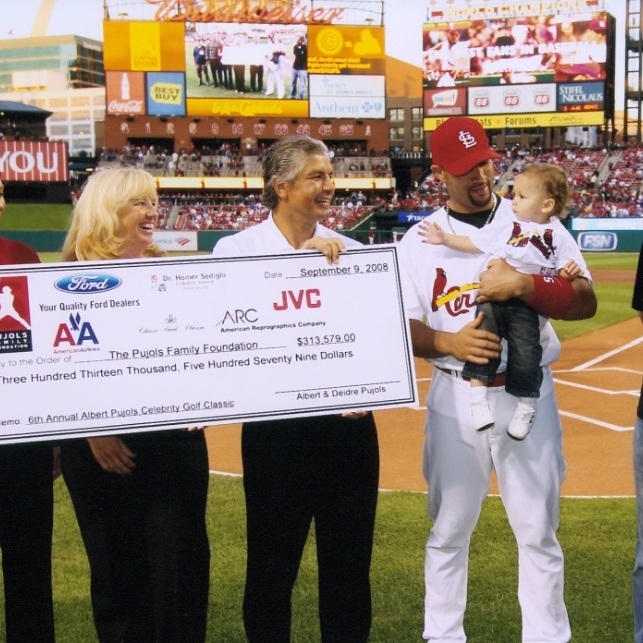 Donation check fro the Pujols Family Foundation