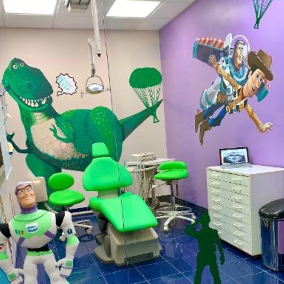 Toy Story themed dental office exam room