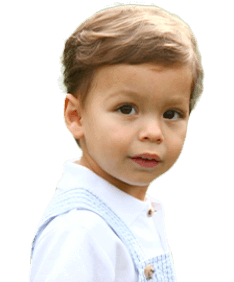 Young boy in white shirt smiling