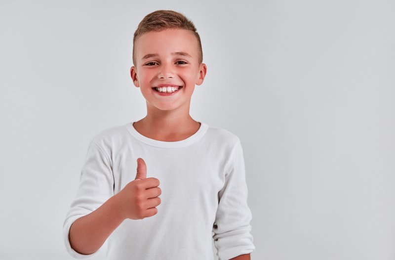 a young boy after seeing a pediatric dentist in Chesterfield