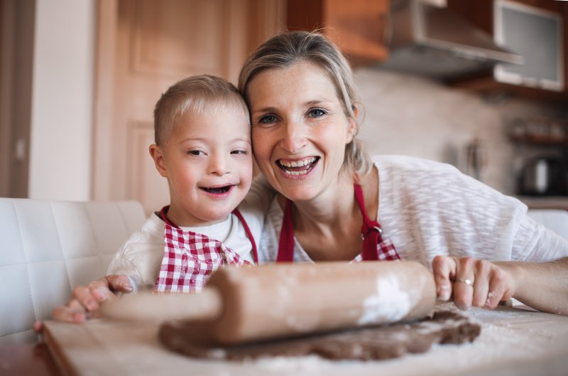 a mom and son who has special needs  