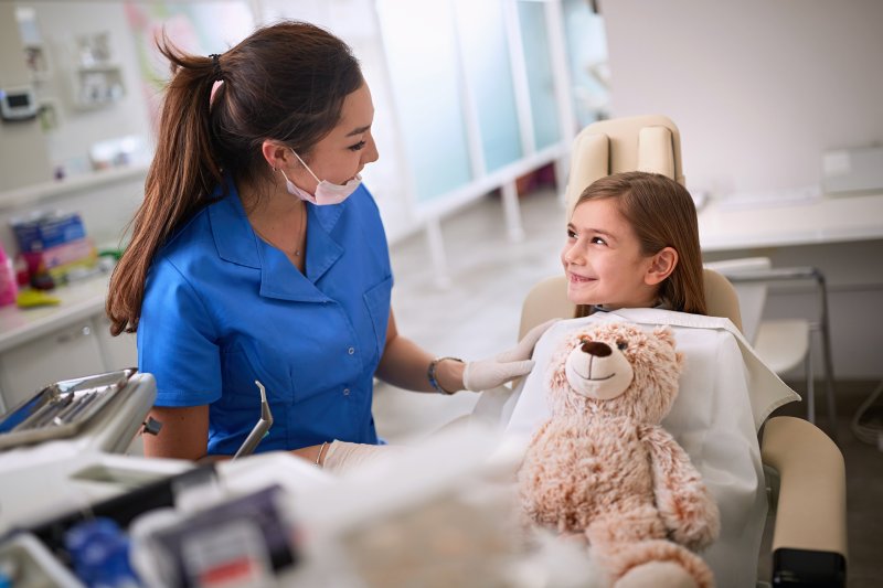 young girl during dental checkup  